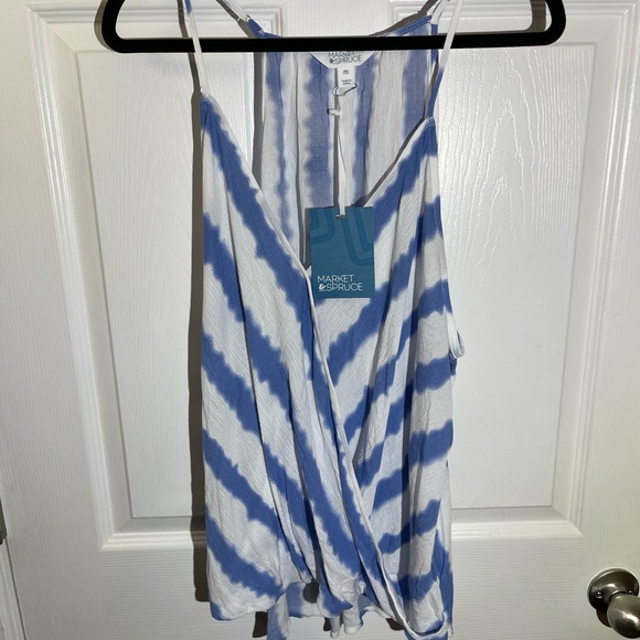 Market & Spruce Stitch fix Women’s Blue/White Rayon Top Size XXL NWT - Picture 3 of 12